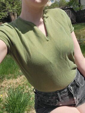 Talbots green knit t shirt